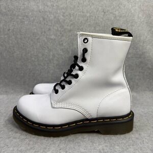 Dr Martens Boots Womens 11 White Lace Up Leather Combat Platform Docs 1460 NEW